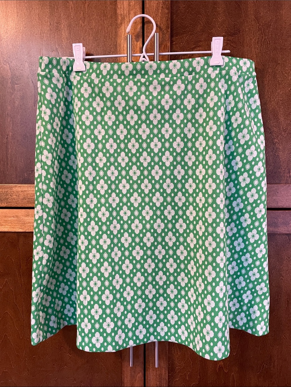 Retro Green Floral A-Line Skirt